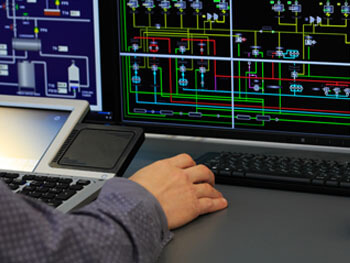 Engineering working on building automation designs